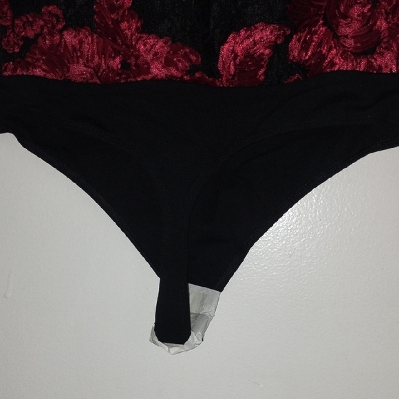 Express Red and Black Lace Floral Bodysuit - Picture 9 of 15